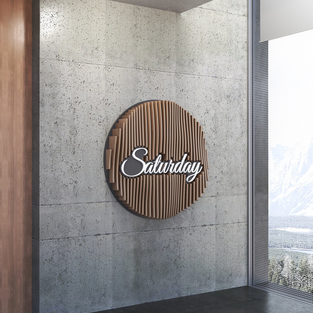 Parametric Sign Parametric Wall Sign Saturday / Cnc Cutting Files / Day Name / Wall ...