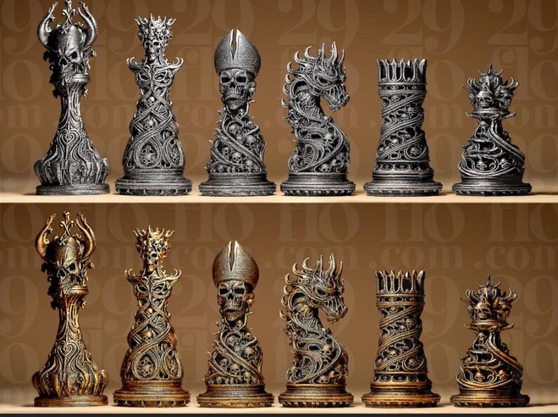 Detailed Rook Designs Gothic Dragon Chess Set - Etsy