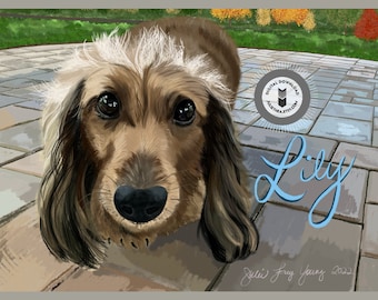 Pet Painting with DETAILED BACKGROUND, Pet Portrait, Custom Dog Portrait, Custom Watercolor Portrait, Dog Art, Dog Painting, Pet Memorial