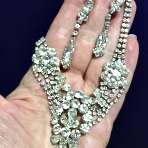Vintage Diamante Jewellery: Prong set crystal necklace and clip-on earrings image 10