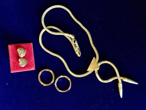 Vintage Golden Jewellery Lot: Guess Heart Earrings
