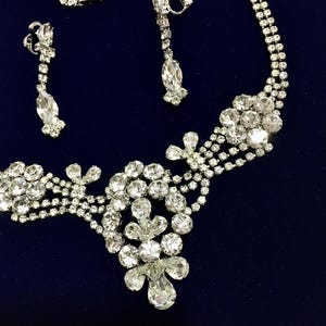 Vintage Diamante Jewellery: Prong set crystal necklace and clip-on earrings image 7
