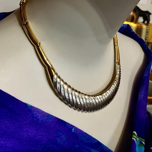 Sexy Vintage 80&#39;s Gold and Silver signed Oscar de la Renta Necklace