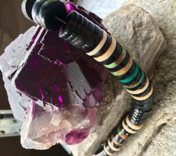 トルコ石、アンティークビーズ、シェル、シルバーのアンティークネックレス☆ トルコ石、アンティークビーズ、シェル、シルバーのアンティーク