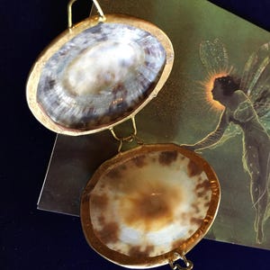 Vintage Limpet Shell Snuisterijdoosje: handgemaakte koperen sluiting, boho-aandenken