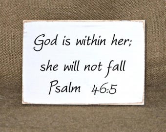 Scripture Quote, Bible Verse, Psalm 46 5 Plaque, Wood Sign Home or Office Decor, Country Cottage Chic, Religious Rustic, Christian Spiritual