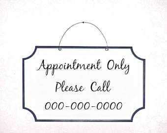 Personalized Custom Business Sign, Phone Number Plaque, Appointment Notice Therapist Workplace, Counselor, Realtor, Salon, Massage Therapy