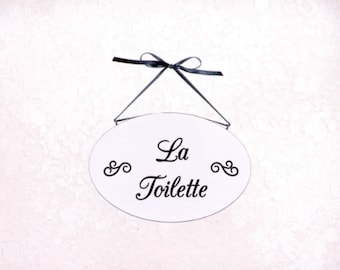 Home Office Decor Wood Sign, French Country, Traditional Cottage, La Toilette Plaque, Hanging Bathroom Powder Room Phrase, Handmade Signage