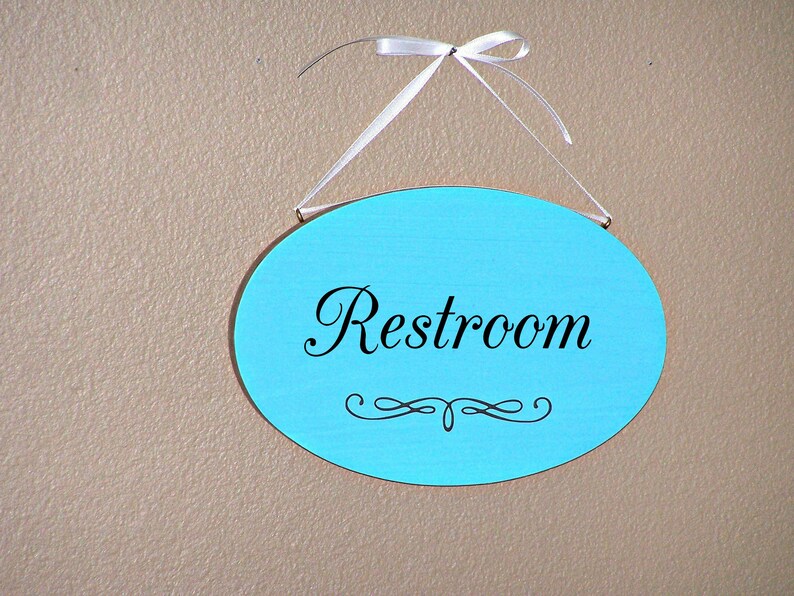 Oval Wall Plaque Restroom Hanging Sign Wood Home Decor Etsy