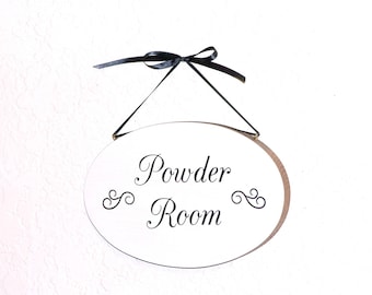 Home Office Decor Wood Sign, Modern Country Distressed Cottage, Oval Wall Plaque, Hanging Bathroom Toilet Decor, Powder Room, Bath Phrase