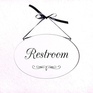 Oval Wall Plaque, Restroom Hanging Sign,  Wood Home Decor, Modern Country Cottage, Office Bathroom Decor, Bath Spa Door Hanging Signage