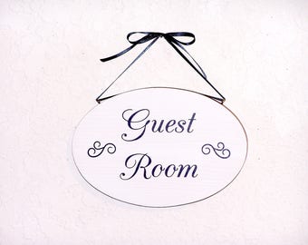 Oval Wall Plaque, Guest Room Hanging Sign, Home Decor Wood Sign, Modern Country Distressed Cottage, Visitor Bedroom Door Phrase, Wall Decor