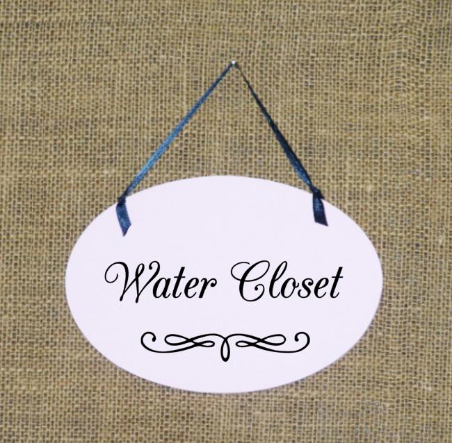 Water Closet Sign, Home Office Decor Plaque, English Country