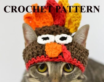 CROCHET PATTERN - Thanksgiving Turkey Hat for Pets