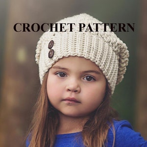 CROCHET PATTERN - The Regan Slouch Beanie - Crochet Beanie Hat Pattern