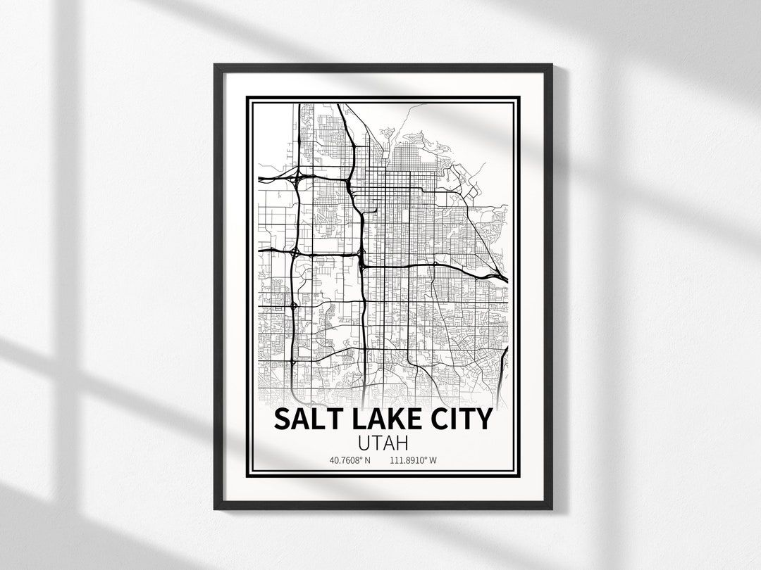 Salt Lake City Utah Map Print, Salt Lake City Map Print Poster Canvas