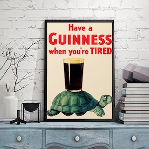 Guinness Turtle-Vintage Advert-Vintage Art Wall Print,Home decor,Original vintage pop art poster,Vintage poster,gicle print in various sizes