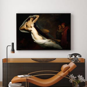 Ary Scheffer -The Ghosts of Paolo and Francesca Appear to Dante and Virgil,Giclee,Paint,Canvas Reproductionart,giclee print in various sizes