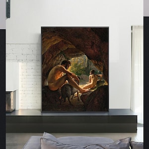 Christoffer Wilhelm Eckersberg-Ulysses Fleeing Cave of Polyphemus,Giclee,Painting,Canvas Reproductionart print,giclee print in various sizes