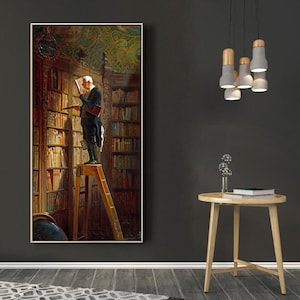 Carl Spitzweg-The Bookworm-Vintage poster,canvas wall art,Giclee,Painting,Canvas Reproductionart print,giclee print in various sizes