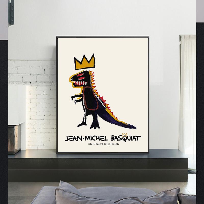 JEAN-MICHEL BASQUIAT's Dinosaur バスキア Amazon.co.jp: フレーム入りバスキア壁アート、バスキアポスター