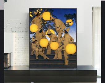 Maxfield Parrish-The Lantern Bearers,Vintage poster,canvas wall art,Giclee,Painting,Canvas Reproduction,print,giclee print in various sizes