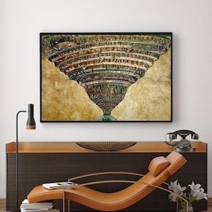 Sandro Botticelli - La mappa dell'Inferno - Dante La Divina Commedia, Giclée, Pittura, Riproduzione su tela, Stampa artistica, Stampa giclée in varie dimensioni