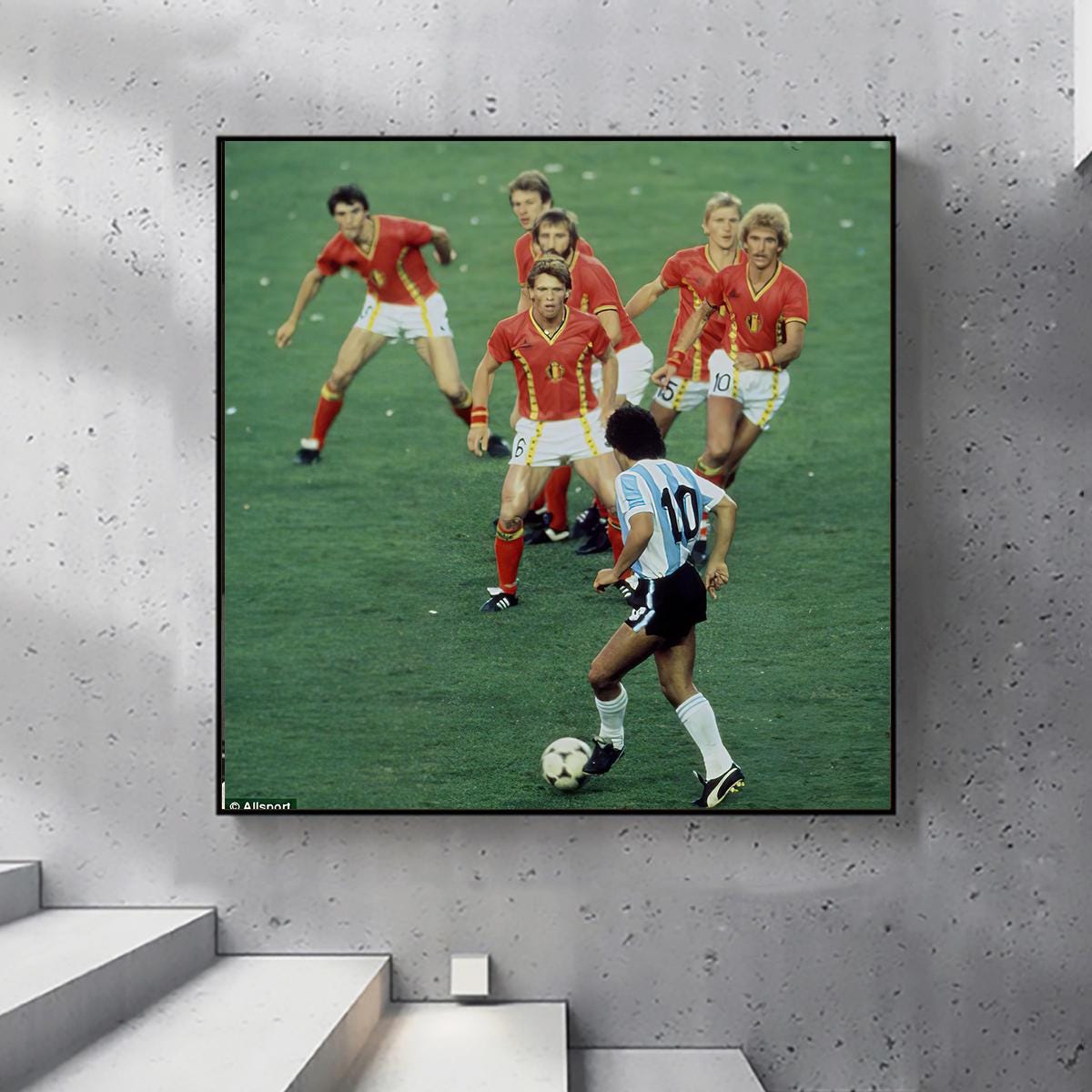 DIEGO プリント作品 Diego Maradona Taking on Six Belgium Players-vintage Poster,canvas
