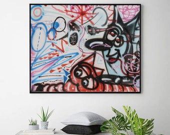 ohne Titel (Graffiti) Basquiat 1-Jean Michel Basquiat,Giclee Fine Art Prints,König der Streetart,Ausstellungsplakat,Basquiat Poster,Spezialanfertigung möglich