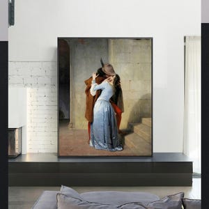 【ヴィンテージ商品】イタリア壁掛けThe Kissフランチェスコ・アイエツ絵画 フランチェスコ・アイエツ「接吻」 [4969435]のアート作品 - アフロ