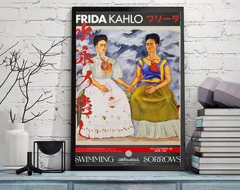 The Two Fridas - Frida Kahlo-Exhibition poster,wall art,Giclee,Painting,Fine Art Poster,Modern Home Decor,giclee print in various sizes