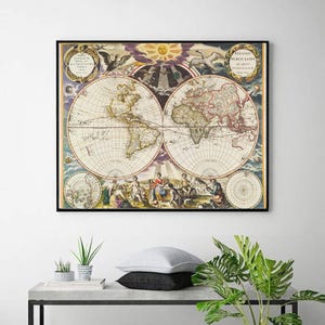 carte du monde vintage, affiche vintage, décoration de bureau, art mural sur toile, jet d'encre, peinture, reproduction sur toile, impressions d'art, impression jet d'encre en différentes tailles