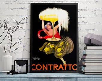 Contratto - Vintage Advert-Vintage Art Wall Print,office decor,Original vintage pop art poster,Vintage poster, gicle print in various sizes
