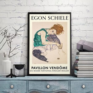 Seated Woman- Egon Schiele-Exhibition poster,canvas wall art,Giclee,Painting,Fine Art Poster,Modern Home Decor,giclee print in various sizes
