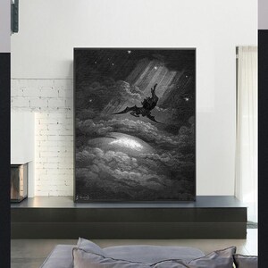 Gustave Dore-Satan in Paradise Lost ,Vintage poster,canvas art,Giclee,Painting,Canvas Reproductionart print,giclee print in various sizes