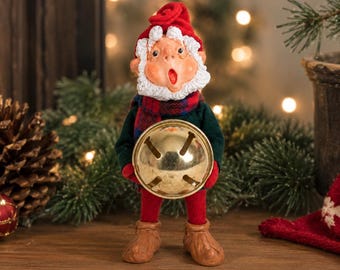 RARE! Vintage 1985 Simpich Elf Ding-a-Ling Handmade Christmas Bell Figurine Character Doll from the Elves Collection