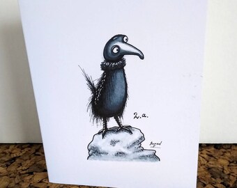 Grußkarte KRÄHE schwarz blanko Grußkarten Rabe Vogel Geek Natur Halloween Grußkarten Krähe schwarz Grußkarte Einfach so