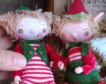 Miniature Christmas elves "Adelita & Diego" made to order elf posable Bjd handmade buy one or the couple.