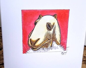 Greeting card GOAT colorful notecards blank card geek farm animal cartoon odd just because thinking of you