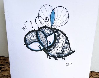 Greeting card BEE bug sweet drawing kid notecards blank card geek odd just because thinking of you