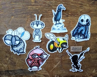 Stickers 3" skeleton bee fly bumble owl crow fairy face insect Waterproof Hydroflask Phone Laptop Macbook Window Skateboard Car Vinyl