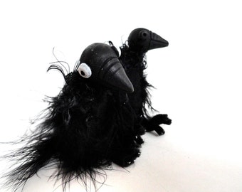 Blythe Krähe BJD Miniatur Kunst Puppe Halloween schwarz Vogel Federn