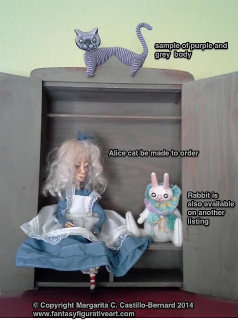 Cheshire cat BJD prop art doll alice in wonderland made to order image 7