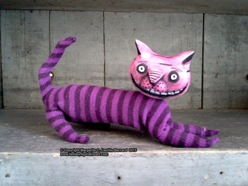 Cheshire cat BJD prop art doll alice in wonderland made to order image 1