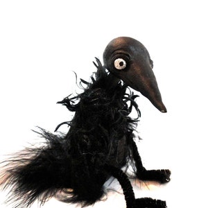 crow art doll bird seasonal halloween bjd prop black bird feathers