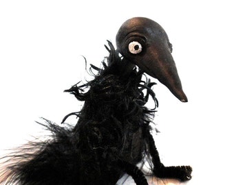 Krähe Kunst Puppe Vogel saisonale Halloween BJD prop schwarze Vogelfedern