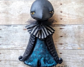 Crow girl charm wall art cartoon anime raven girl clack bird wall decor embellishment quirky oddity ornament