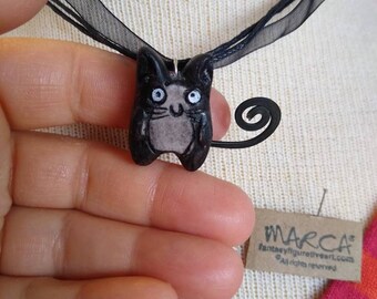 Cat anime mini necklace pendant handpainted resin cast sculpture cute accessory ornament cosplay