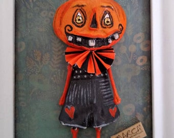 PUMPKIN charm Halloween hanging ornament wall art cartoon sculpture wall decor embellishment quirky oddity