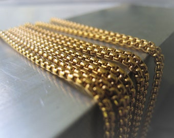 18K Gold Stainless Steel Gold Rolo Chain Necklace 2mm Square Belcher Chain Unisex Chain Necklace Item No. JE6419